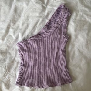URBAN OUTFITTERS RIBBED ONE-SHOULDER PURPLE TANK TOP SIZE SMALL